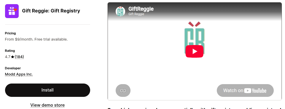 Gift Reggie: Gift Registry