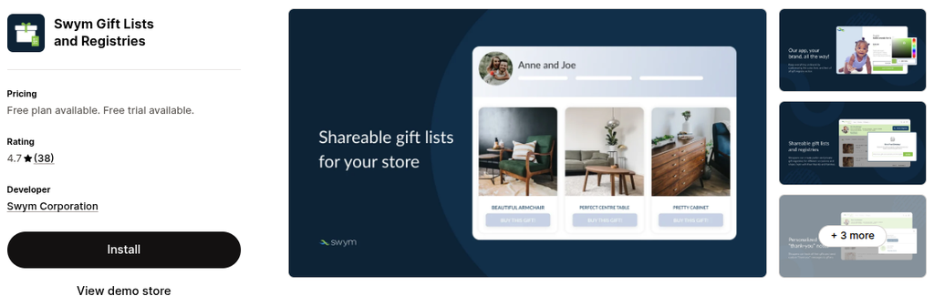 Swym Gift Lists and Registries